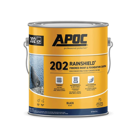 APOC 202 Rainshield AP-202 Series AP-2021 Fibered Roof and Foundation Coating, Black, 1 gal, Pail, Liquid, Pack of 4