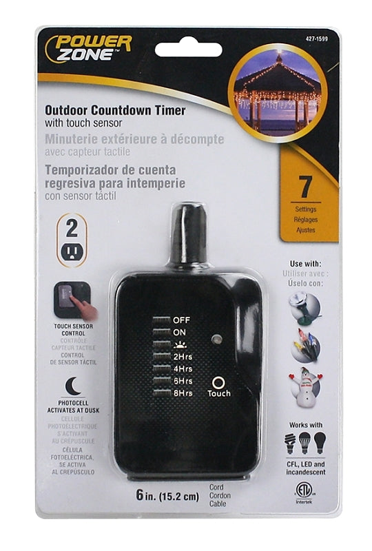 PowerZone ORTNOCDT2 Countdown Timer, 15 A, 125 V, 1875 W, 2-Outlet, 24 ...