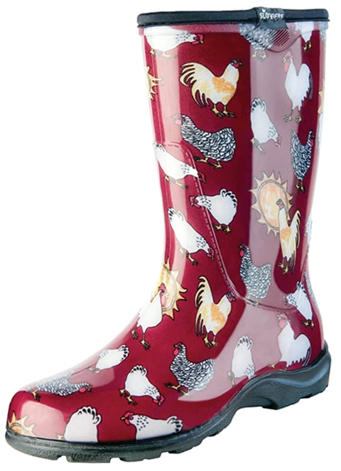 Sloggers 5016CBR-10 Rain and Garden Boots, 10 in, Chicken, Barn Red