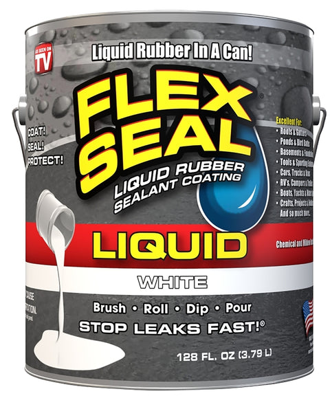 Flex Seal LFSWHTR01 Rubberized Coating, 150 sq-ft Coverage Area, 1 gal Can