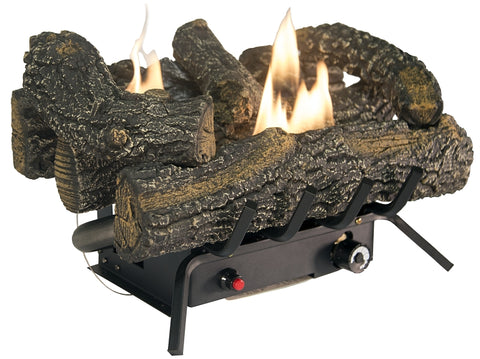 Comfort Glow Vent-Free 18" Gas Log Set, Dual Fuel, Electronic Ignition, Thermostat, 30000 BTU