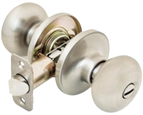 Allegion J40V-STR-619 Privacy Lockset, Round Design, Knob Handle, Satin Nickel, Metal, ADA Compliant