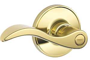 Schlage J Series J40 V SEV 605 Privacy Lever, Mechanical Lock, Bright Brass, Metal, Residential, 3 Grade