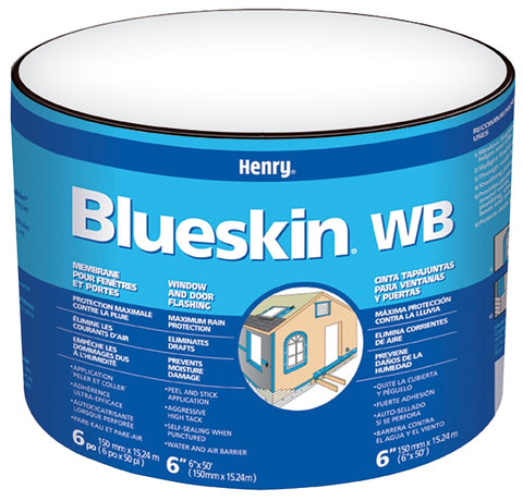 Blueskin WB BH200WB4559 Window and Door Flashing, 50 ft L, 4 in W, Blue, Self-Adhesive
