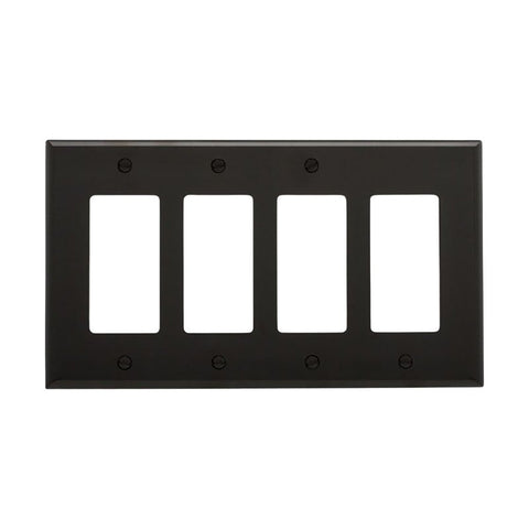 Eaton PJ264BK GFCI Wallplate, 4.87 in L, 8.56 in W, Mid, 4-Gang, Polycarbonate, Black, Screw, Pack of 10