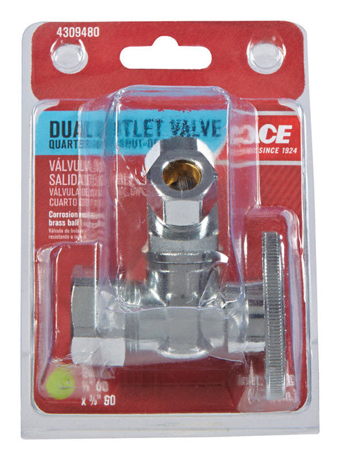 Ace 5/8 in. Dia. x 3/8 in. Dia. Brass Dual Shut-Off Valve