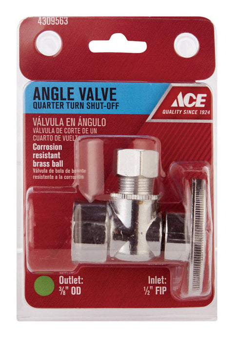 Ace 1/2 in. Dia. x 3/8 in. Dia. Brass Shut-Off Valve