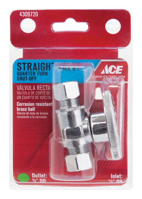 Ace 3/8 in. Dia. x 3/8 in. Dia. Brass Shut-Off Valve