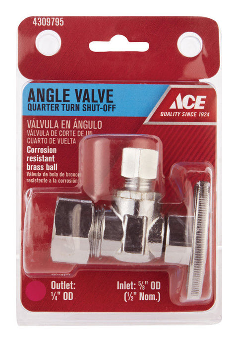 Ace 5/8 in. Dia. x 1/4 in. Dia. Brass Shut-Off Valve