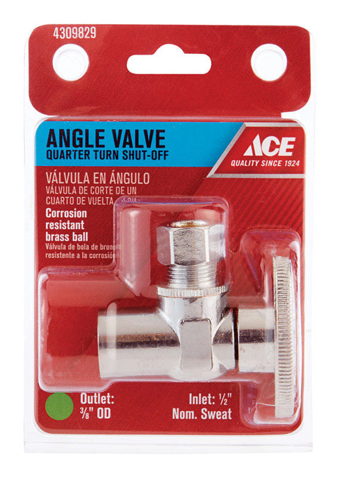 Ace 1/2 in. Dia. x 3/8 in. Dia. Brass Shut-Off Valve