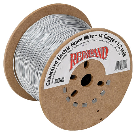Red Brand 85611 Electric Fence Wire, 14 ga Wire, Steel Conductor, Red, 0.5 mile L