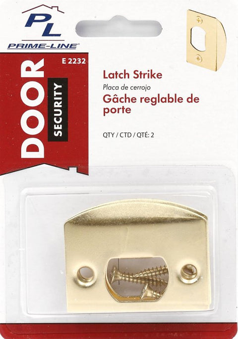 Defender Security E 2232 Latch Strike Plate, 2-1/4 in L, 1-7/16 in W, Steel, Brass