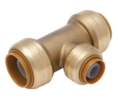 Sharkbite 1 in. Dia. x 1 in. Dia. x 3/4 in. Dia. Push To Push To Push Brass Reducing Tee