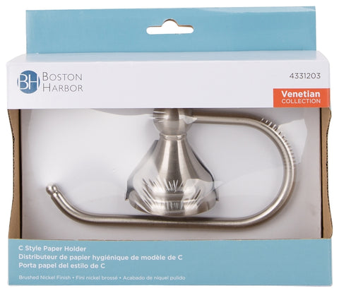 Boston Harbor 5055C-08-10-SOU C Style Paper Holder, Steel Ring/Zinc, Brushed Nickel