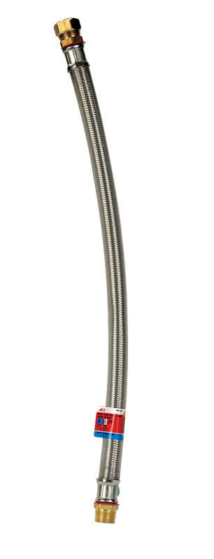 Ace 7/8 in. Compression x 3/4 in. Dia. MIP Stainless Steel Water Heater Supply Line 24 in.