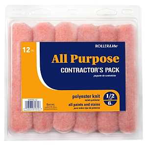 RollerLite All Purpose 6AP050-12 Mini Roller Cover, 1/2 in Thick Nap, 6 in L, Polyester Cover, Pink