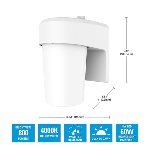 Halo FE Series FE08A40FDW Wall Sconce, 7.9 W, 120 V, LED, 977 Lumens, 4000 K, Polycarbonate, White