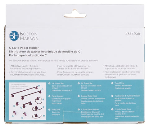 Boston Harbor 5055C-50-10-SOU C Style Paper Holder, Steel Ring/Zinc, Oil-Rubbed Bronze