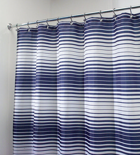 InterDesign 72 in. H x 72 in. L Navy Stripes Shower Curtain