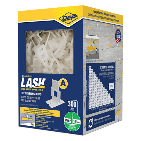 QEP LASH 99731 Series Flat Slotted Clip, 1-1/4 in L, 1/16 in Thick, Nylon, White, 300/BX