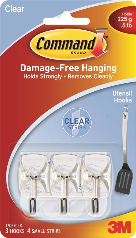Command 17067CLR Small Designer hook, Clear