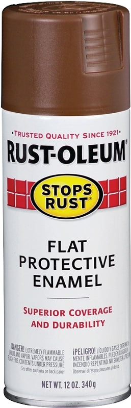 Rust-Oleum 214085 Rust Preventative Spray Paint, 12 oz Can, 6 to 10 sq-ft Coverage Area, Oil Base, Flat, Brown