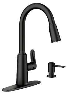 Moen Edwyn 87028 Series 87028BL Pull-Down Kitchen Faucet, 1.5 gpm, 1-Faucet Handle, 1, 4-Faucet Hole, Metal, Matte