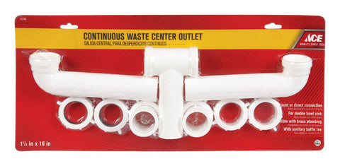 Ace 1-1/2 in. Dia. x 1-1/2 in. Dia. x 16 in. L Slip To Slip Plastic Continuous Waste Connector