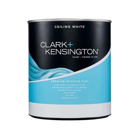 Clark+Kensington Flat Ceiling White Ceiling Paint Interior 1 qt, Pack of 4