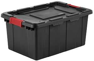 Sterilite 14649006 Industrial Tote, Plastic, Black, 25-3/4 in L, 17-1/4 in W, 11-7/8 in H, Pack of 6