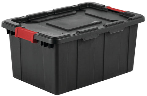 Sterilite 14649006 Industrial Tote, Plastic, Black, 25-3/4 in L, 17-1/4 in W, 11-7/8 in H, Pack of 6