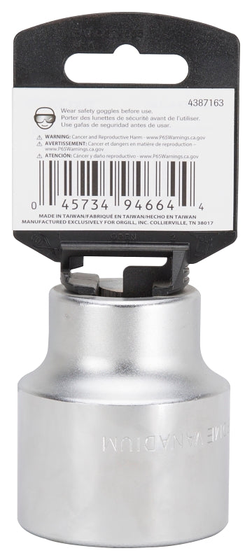 Vulcan MT-SS6052 Drive Socket, 1-5/8 in Socket, 3/4 in Drive, 12-Point, Chrome Vanadium Steel, Chrome