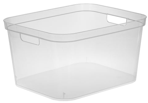 Sterilite 13268606 Tall Storage Bin, 26 qt Capacity, Polypropylene, Clear, 15 in L, 12-1/4 in W, 8-1/4 in H