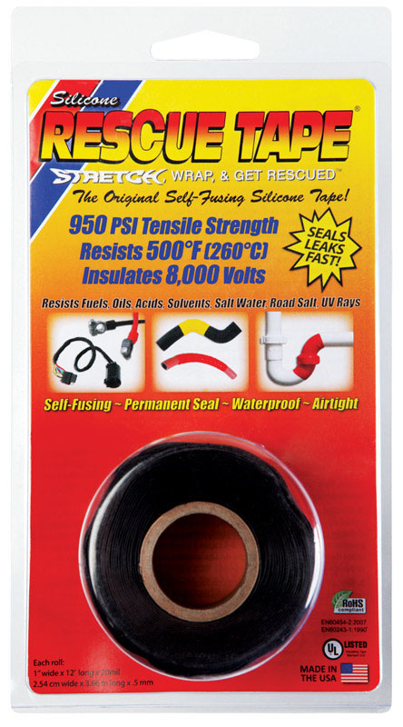 Rescue Tape 1 in. W x 12 ft. L Silicone Tape Black