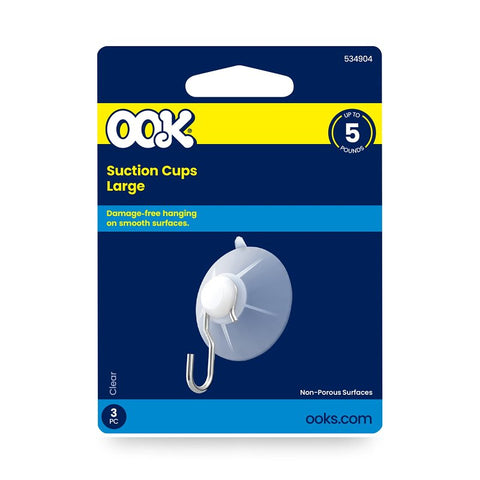 OOK 54404 Suction Cup, Plastic Base, Clear Base, 5 lb Working Load, Pack of 6