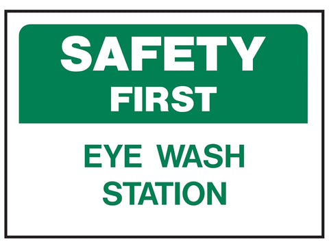 Hy-Ko 573 Safety Sign, Rectangular, EYE WASH STATION, Green Legend, White Background, Polyethylene, Pack of 5