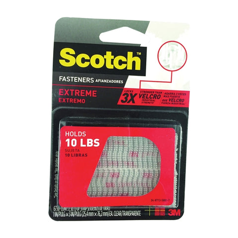 3M Scotch Extreme Hook and Loop Fastener 3 in. L x 1 in. W Clear 2 pk