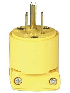 Eaton Wiring Devices BP4867 Electrical Plug, Heavy-Duty, Straight Blade, 1/4 to 11/16 in, 2-Pole, 15 A, 125 V, Yellow