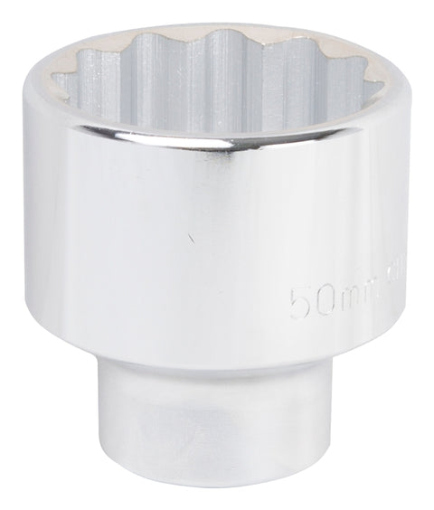 Vulcan MT-SM6050 Drive Socket, 50 mm Socket, 3/4 in Drive, 12-Point, Chrome Vanadium Steel, Chrome