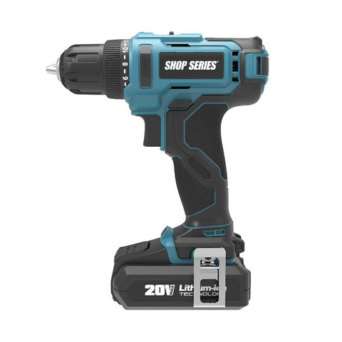ShopSeries SS2388K Drill/Driver with Project Kit, Battery Included, 20 V, 2 Ah, 3/8 in Chuck