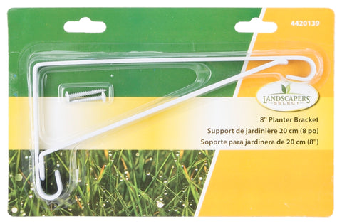 Landscapers Select GB0243L Planter Bracket, 8-1/2 L, Steel, White, Wall Mount Mounting