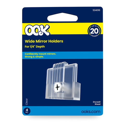 OOK 50226 Mirror Clip Set, Plastic, Clear, Wall Mounting, Pack of 12