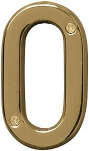 Hy-Ko Prestige Series BR-42PB/0 House Number, Character: 0, 4 in H Character, Brass Character, Solid Brass, Pack of 3