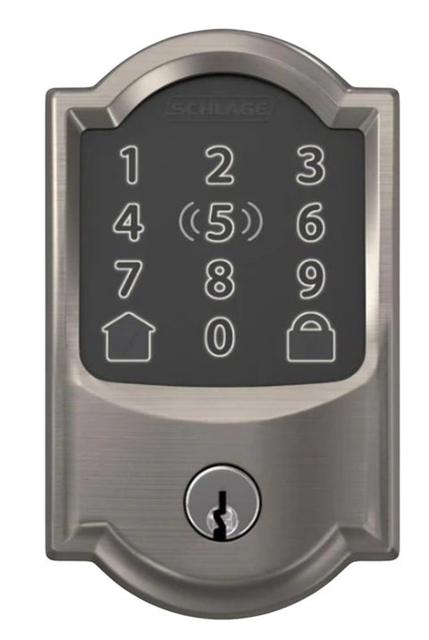 Schlage Encode Plus BE499WBV CAM 619 Smart Wi-Fi Deadbolt With Camelot Trim, 1 Grade, Satin Nickel, C Keyway