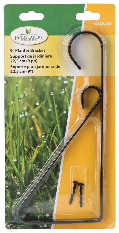 Landscapers Select GB0353L Hanging Plant Bracket, 9-5/8 L, Steel, Black, Wall Mount Mounting