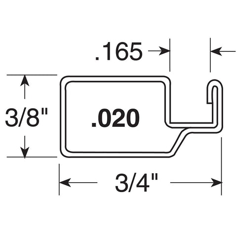 Make-2-Fit PL-14059 Screen Frame, For: PL14274 White Nylon Corners, PL14282 Metal Miter Corners, 3/4 in W, 94 in L, Pack of 20