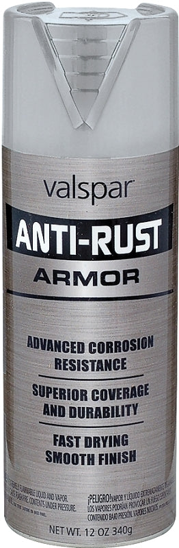 Valspar Armor 044.0021956.076 Rust Preventative Spray Paint, Gloss, Nickel, 12 oz, Can