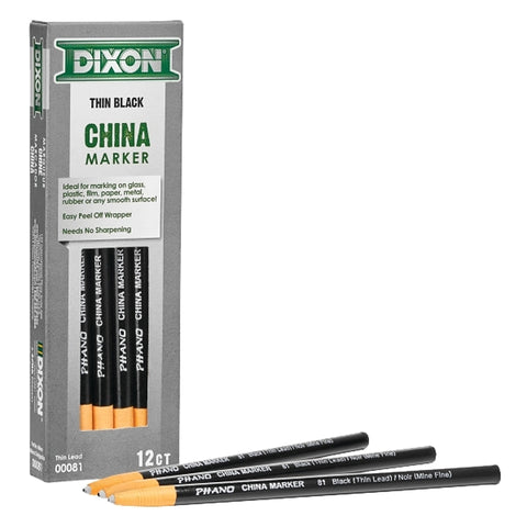 Dixon Ticonderoga 00081 China Marker, Black, Pack of 12