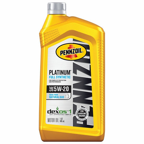 Pennzoil Platinum 550022686/5063684 Motor Oil, 5W-20, 1 qt Bottle, Pack of 6