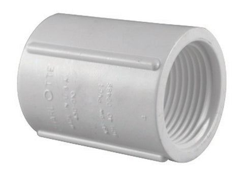 Charlotte Pipe 1/2 in. Dia. x 1/2 in. Dia. FPT To FPT To FPT Schedule 40 PVC Coupling